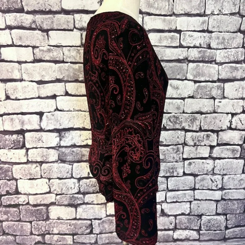 MSK Red & Black Wrap Style Top Size Large - Picture 7 of 8